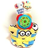 17023 おむつケーキ２段　男女共用　ミニオンズスタイと楽しいおもちゃ ディズニーキャラクターオムツケーキ　男の子女の子 出産祝い