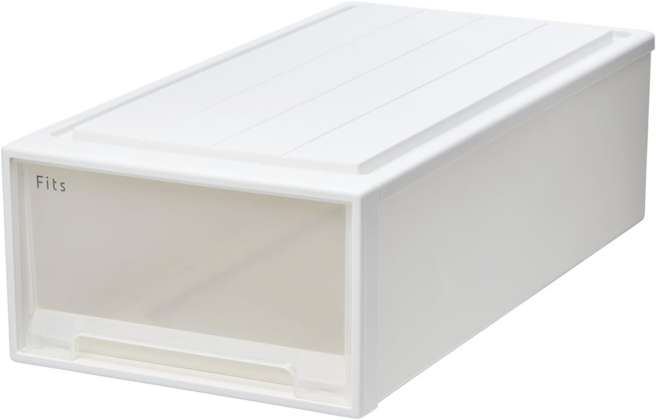 天馬 収納ボックス フィッツケース 押入れ 幅39×奥行74×高さ23cm 収納ケース 積み重ね可能 衣装ケース ホワイトクリア 74-39M
