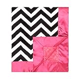 My Blankee Chevron Minky Black/White w/ Minky Dot Raspberry Baby Blanket, 30 x 35 by My Blankee