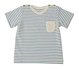 オーガニックコットン yuga☆ボーダー半袖Tシャツ ブルー 100cm オーガニックコットン100% ベビー 服 男の子 女の子 兼用 出産祝い Tシャツ プレゼント 綿100%