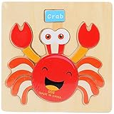 POTOJP 木製パズル 小さな立体パズ 立体の木製組立キット　 カニ (24種類展開)　 Mini 3D Puzzle Kids Educational Funny Toy　積み木　木のおもちゃ 組
