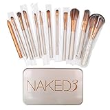 Mily 12Pcs Synthetic Makeup Brush Set Cosmetic Brushes Gold Wooden Handle with a Box [並行輸入品]