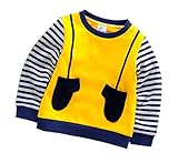 (ラボーグ) La vogue キッズTシャツ 長袖 スウェット トレーナー トップス 秋 冬 男の子 女の子 子供服 カジュアル 通学 普段着 (120＃, Bイエロー)