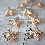 Mini Skater 20 LED Warm White Metal Star Fairy String Decoration Lights Battery Operated for Festiva