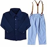 （アイム）iiniim　男の子紳士シャツよだれかけ　パンツ+シャツ+ストラップ３点セット　　ロンパース　スーツ　ズボン　男の子コート　ベビーカバーオールフェイクレイヤー新生児入学式 シャツ　１?５才 
