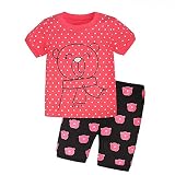 幼児用女の子パジャマ、かわいいBear PJsセット半袖100 %コットンSleepwears 2y-7y カラー: ピンク