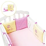 Herasa 100 %コットンパーケール通気性パッド入りメッシュベビーベッドバンパーパッド herasa