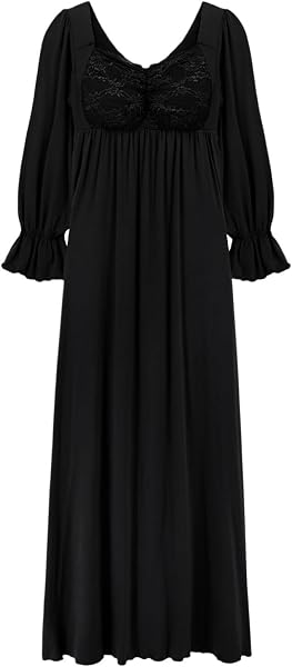 Two Hatch 8816 Night Bra One-Piece Dress, Long Sleeve, Maxi Length, Wireless, Includes Cup, Nursing, Maternity - 1