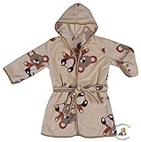 Blueberry Shop Luxurious Hooded Soft Velour Bathrobe Dressing Gowns 1-2 Yrs Beige by Blueberry Shop 
