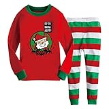 Phenovo　ユニセックス　赤ちゃん　クリスマス　サンタさん　ロングジョンズ　パジャマ　トップ　ズボン　全6サイズ - 120