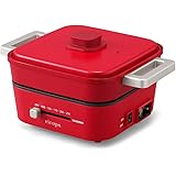 アイリスオーヤマ ホットプレート グリル鍋 2枚プレート (平面プレート 深なべプレート) サーモスタット機能 ricopa レッド IGU-PR2-R