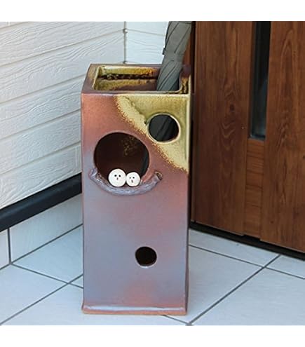 Amazon｜信楽焼 丸タヌキ傘立て しがらき焼 笠立て 陶器 おしゃれ kt