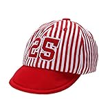 Domybest 可愛い子供帽子 キャップ ベビー 赤ちゃん ベースボールキャップ ストライプ柄　野球帽　ユニセックス 男女兼用　通学 通園 お出かけ UVカット　1～3歳　4色選択可能 (赤)