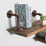 KINGSO 17 x 12 cm Industrialブラウン鉄パイプシェルフブラケット壁マウントフローティングシェルフ吊り壁のハードウェアスチームパンク装飾カスタム配管パイプシェルフシェルフRes