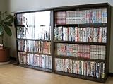 本棚 2個組 日本製 書棚 ガラス 扉 コミック ＤＶＤ 収納 ダークブラウン JS2DBR