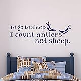 To Go To Sleep I Count Antlers、ない羊 – キッズ部屋壁ステッカー男の子寝室壁デカールビニールアート引用 22"h x54"w ブラウン WH140-16