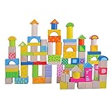 Childrens Wooden Toy Stacking and Buidling Blocks Coloured Blocks 100 pcs by jumini ? by jumini