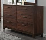 コースターエドモントンコレクション204353 59 " Dresser with 6つ引き引き出しあり形メタル、KenlinセンターGlidesで素朴なタバコ&ダークブロンズ