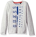 GUESS Little Boys' Long Sleeve Tee Shirt with Vertical Graphic Light Heather Grey 5 [並行輸入品]