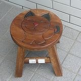 手作り　ウッドスツール　ロータイプ (スマイルネコ　2307-1840)