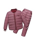InitialG【イニシャルジー】キッズ ダウンコート ダウンジャケット 無地 男女兼用 上下セット 021-xzh-1606(120 レッド )