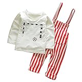 Tovadoo 子供服 ベビー服 男の子 トップス+サロペット セットアップ 長袖 多色 秋冬 縞模様 サッカー柄 部屋着 保育園 旅行