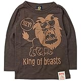 《H28年秋冬物》BOOM TOWNKIDS(ブームタウンキッズ) KING OF BEASTスラブ天竺長袖Tシャツ 100cm/ブラウン NO.F-961145