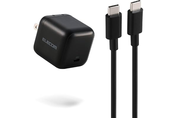 エレコム 65W 充電器 Type-C ケーブル付属 1.5m コンセント 急速 PD対応 スイング式プラグ採用 PSE技術基準適合 ブラック EC-AC12565BK