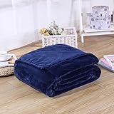 キャンディーカラーフランネルベッドブランケットシートExtraソフト暖かいPlush Easy Care軽量ふわふわベッド用毛布 79*91 inch(Queen) ブルー LC_HMJY_JL-07