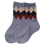 （オーシャン＆グラウンド）Ocean & Ground クルーソックス JAZZ NEP ARGYLE:アーガイル/ダイヤ/ネップ★ S(13cm-15cm ネイビーブルー