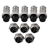 BQLZRシルバー航空プラグ6ピン16 mm gx16 – 6メタルオスメスパネルコネクタ5パック
