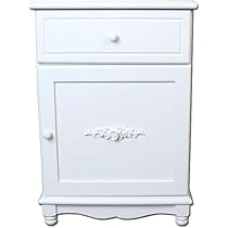 【美品】キャビネット　ホワイト　木製 Amazon｜シャビーシック 木製 キャビネット ホワイト［幅45cm