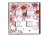 【有田焼】錦鉄仙花絵(4穴)コンセントカバー