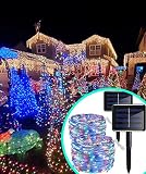 イルミネーションライト ソーラー 防水【20ｍ200球ｘ2台】8点滅モード ストリングライト LEDイルミネーションライト フェアリー 400球 20M 8モード クリスマスツリーライト 防雨タイプ 防水防雨 屋外用 室内 ガーデン パーティー ハロウィン 正月 クリスマスデコレーション (レインボー(20m 200LED)ｘ2台)