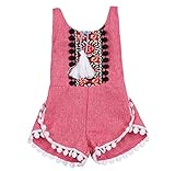 ガールズ夏ノースリーブロンパース、rukiwa KidジャンプスーツPlaysuit服 カラー: レッド