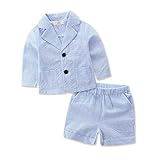 Baby Gentleman Suit Long Sleeved男の子女の子ジャケット+ショーツ2 pcセット服ユニセックス tag：90/1-2Y ブルー 17702