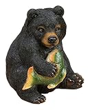 StealStreet ss-ug-cac-706 5 Bear Holding a魚セラミック貯金箱、ブラック/グリーン