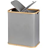 Muswanna ランドリーバスケット ランドリー収納 洗濯かご 洗濯物入れ ダブルコンパートメント 折りたたみ 取っ手付き バスルーム/ベッドルーム/キッドルーム 雑貨収納 防水 シンプル おしゃれ 大容量-100L