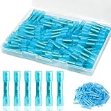 [ShuaWdk]50個入り熱収縮バットコネクタキット、圧着端子、16-14 AWGバットスプライス電線コネクタキット、防水絶縁マリン自動車用圧着端子バットスプライスコネクタ、船車 バイクの電装系、ボートトラック用 (C)