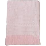 BabyPrem Baby Large Soft White Acrylic Hearts Shawl Blanket 48 x 48 PINK by BabyPrem
