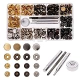 HappyHome カシメ スナップボタン 打ち具 セット レザークラフト工具 ホック打ち DIY パーツ 12mm 120ピース入