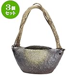 3個セット 花瓶 黒釉変型花入（信楽焼） [ 26 x 15 x 13cm ] 料亭 旅館 和食器 飲食店 業務用