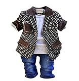 SOPOベビー男の子カジュアルセット水玉模様ジャケット、シャツ、パンツ12 – 24 mブラウン カラー: グリーン