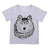 Domybest キッズ tシャツ 男の子 半袖 子供服　Tシャツ かっこいい　アニマルプリント　春　夏　トップス　衣装 カジュアル お出かけ　普段着 (120（3-4歳）)