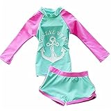 ベビー女の子子供用幼児用長袖アンカープリントスイムウェア水着ラッシュガードUPF 50 + UV カラー: グリーン