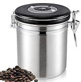 	 Diguo コーヒーキャニスター コーヒー保存容器 大容量 密封バルブ 日付表示 ステンレス 1.2L 500g用 