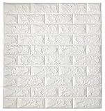 art3d 2.6 Ft X 2.3 Ft Peel and Stick 3d壁紙壁テレビ/ソファ背景壁装飾、ホワイトレンガ壁パネル 10-Pack (2.59' x 2.28') ホワイト A060