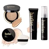 HARIAS ハリアス (公式) メイクセット (アンバー, 4個(ファンデ×パウダー×下地×ミスト))