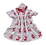 かわいいコットンのベビーフード付きバスタオルキッズクロークバスタオルバスローブ鹿レッド