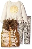 Juicy Couture Baby Girls ' 3 Pieceベスト、high-lowトップ、プリントレギンスセット カラー: ベージュ